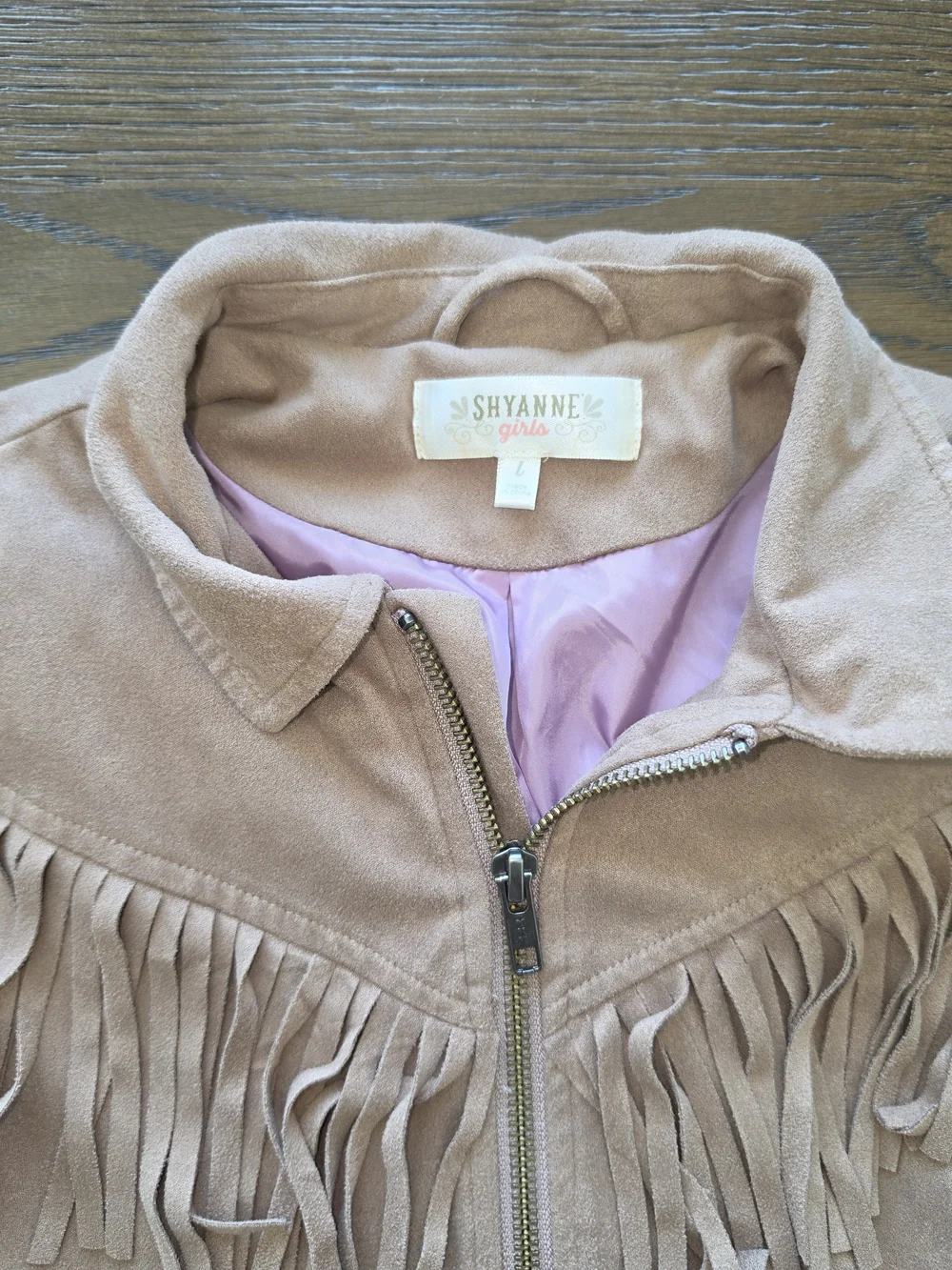Shyanne by Boot Barn Girls Tan Faux Suede Fringe Western Jacket - Size L